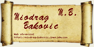 Miodrag Baković vizit kartica